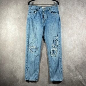 Free People We The Free Jeans Size 28 Light Wash Distressed High Rise Button Fly